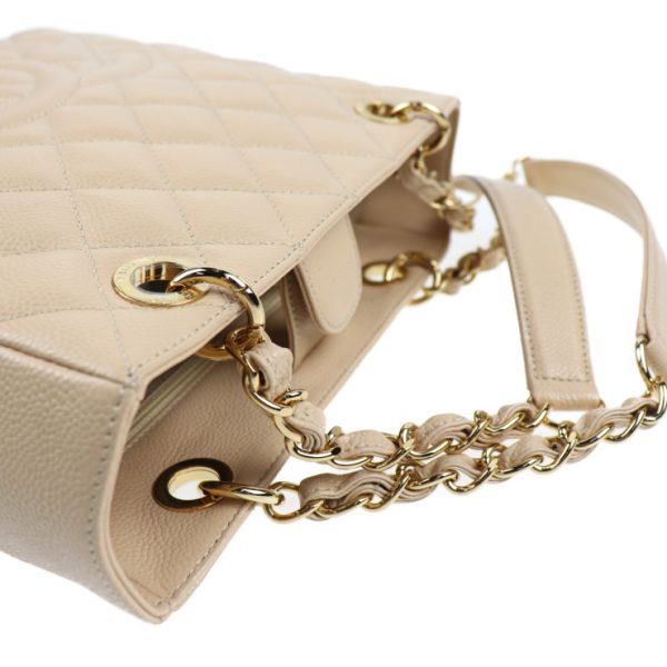 2015043007257 7 Chanel Shoulder Bag Leather Chain Caviar Beige