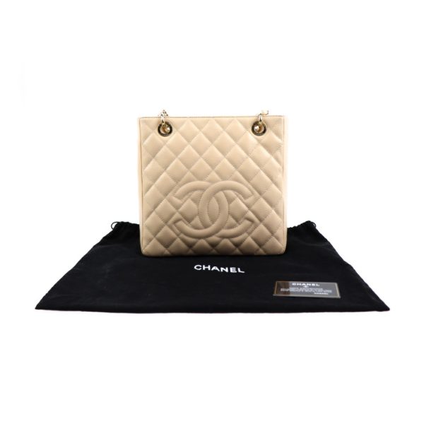 2015043007257 9 Chanel Shoulder Bag Leather Chain Caviar Beige