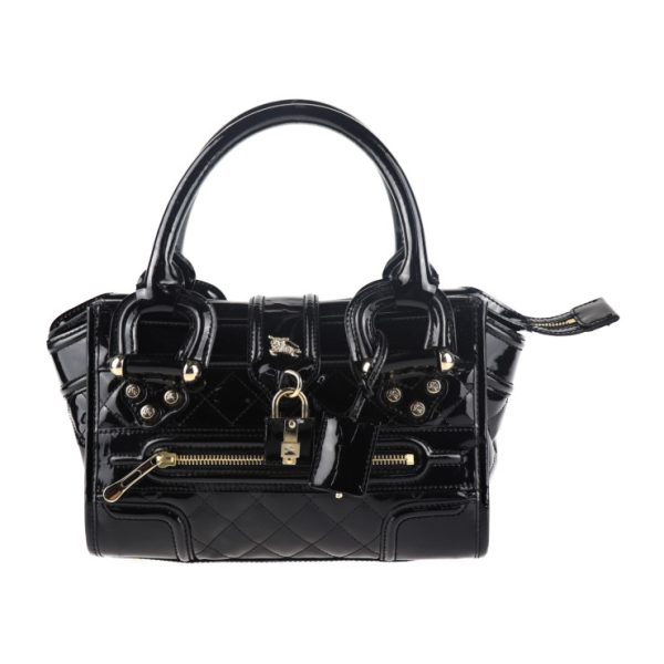 2015063001210 1 Burberry Patent Leather Handbag Black