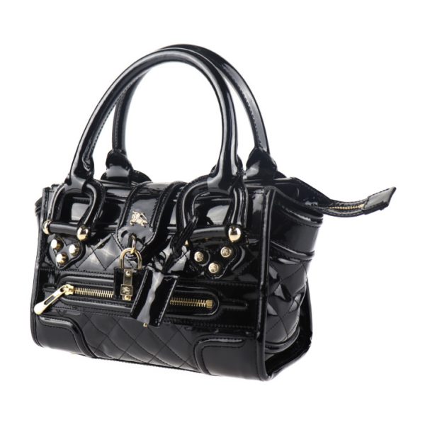 2015063001210 2 Burberry Patent Leather Handbag Black