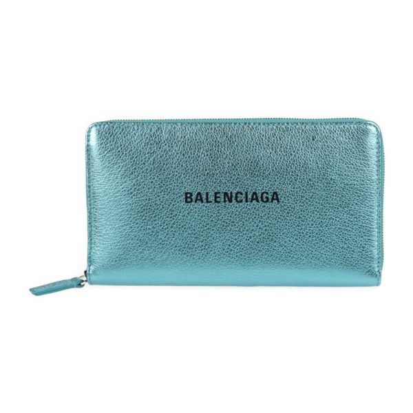 2016123002332 1 Balenciaga Everyday Leather Long Wallet Turquoise