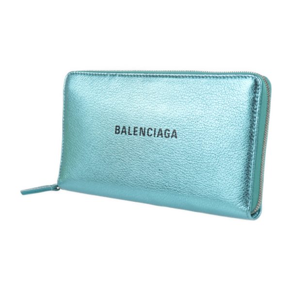 2016123002332 2 Balenciaga Everyday Leather Long Wallet Turquoise