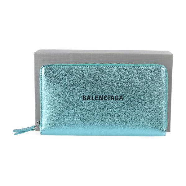 2016123002332 8 Balenciaga Everyday Leather Long Wallet Turquoise