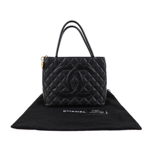 2017021002003 9 Chanel Tote Handbag Leather Black Caviar Skin