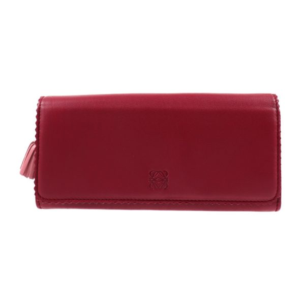 2017033002108 1 Loewe Continental Sheep Skin Leather Wallet Wine Red Black Pink