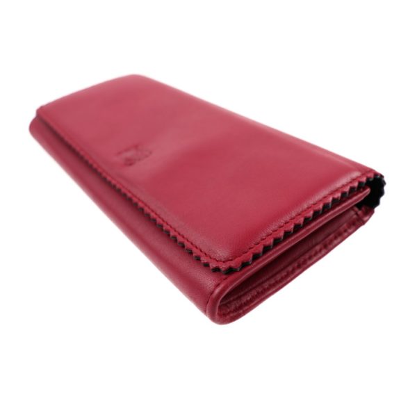 2017033002108 6 Loewe Continental Sheep Skin Leather Wallet Wine Red Black Pink