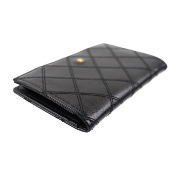 2017033002130 6 Chanel Bicolore Card Case Leather Black Coin Purse