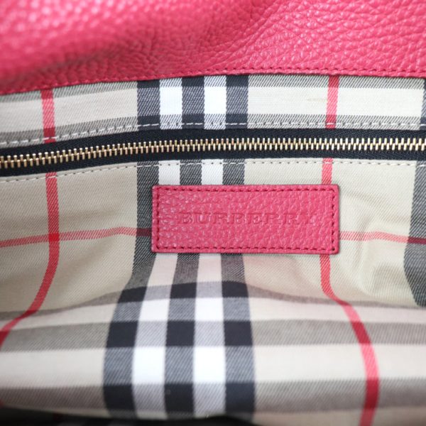 2018023002185 8 Burberry Leather Tote Bag Pink Red Plaid