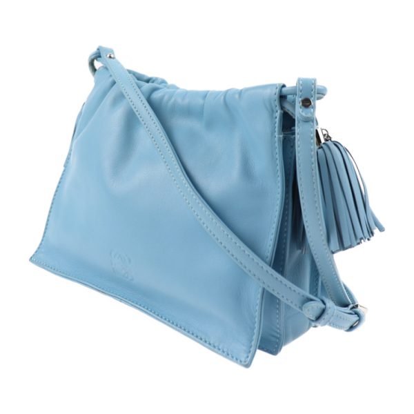 2018033007151 2 Loewe Flamenco Leather Shoulder Bag Light Blue