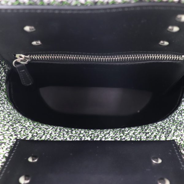 2018063007266 6 Balenciaga Cotton Leather Handbag Black White Green