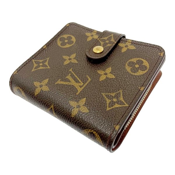 201888 2 Louis Vuitton Monogram Compact Zip Bifold Wallet Brown