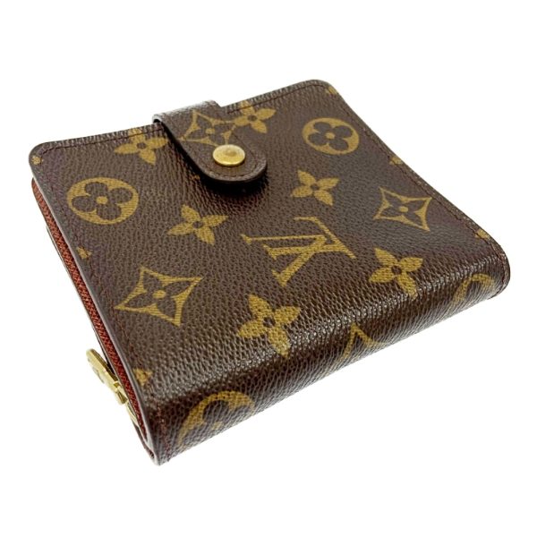 201888 3 Louis Vuitton Monogram Compact Zip Bifold Wallet Brown