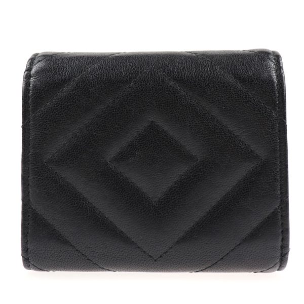 2019023007228 3 Chanel Chevron Trifold Wallet Black Red V Stitch