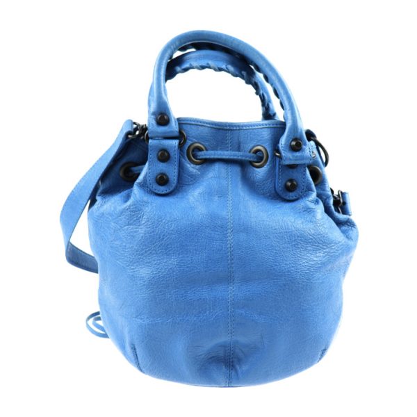 2021013002127 3 Balenciaga Classic Mini Pom Pom Leather Handbag Blue