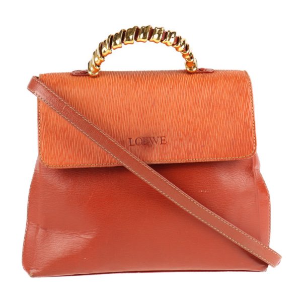 2021073002296 1 Loewe Twist Leather Handbag Brown Orange