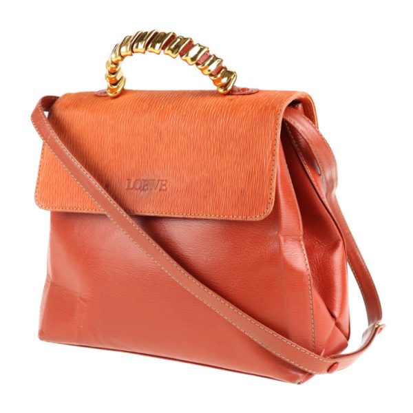 2021073002296 2 Loewe Twist Leather Handbag Brown Orange