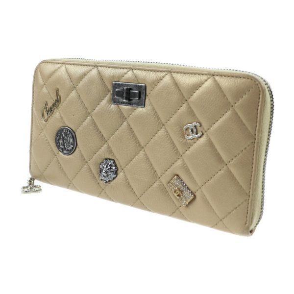 2022013007188 2 Chanel Charm Embroidery Long Wallet Leather Gold