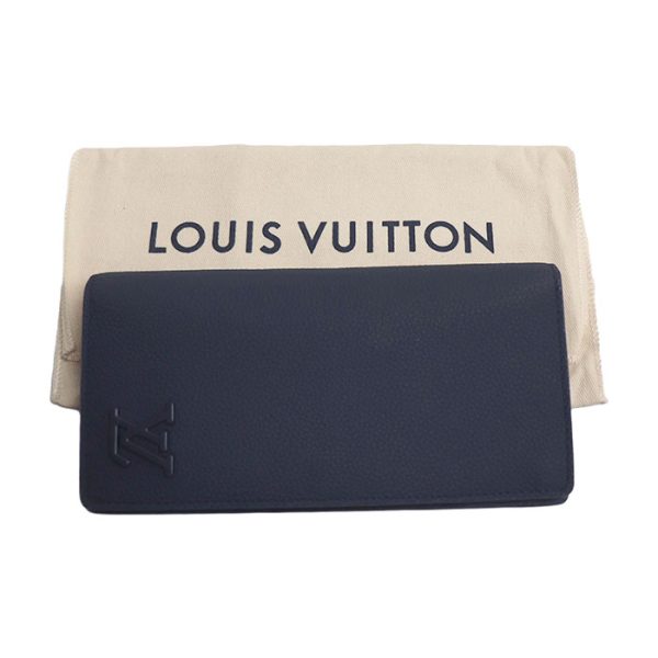 2023 1482 1 1491 LOUIS VUITTON Portefeuille Brazza Long Wallet M81810 Aerogram Navy