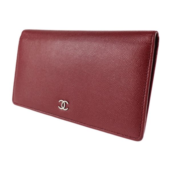 2023063002334 1 Chanel Bifold Wallet Mini Caviar Skin Rouge Red