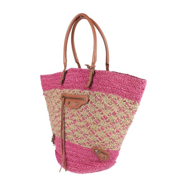 2023103001416 2 Balenciaga Straw Basket Bag Pink Beige