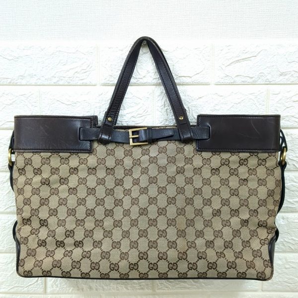 20231211 135625071 Gucci GG Pattern Handbag Canvas Brown