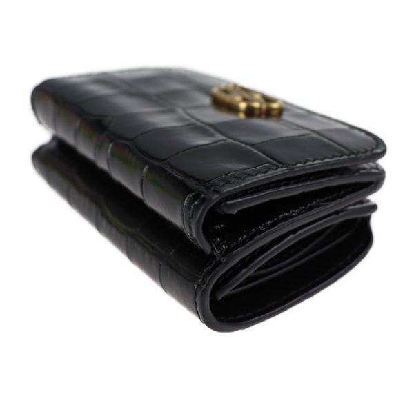 2023123002446 8 Balenciaga Tri Fold Croco Embossed Leather Wallet Black