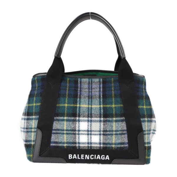 2023123002473 1 Balenciaga Canvas Leather Tote Bag Green Black Navy