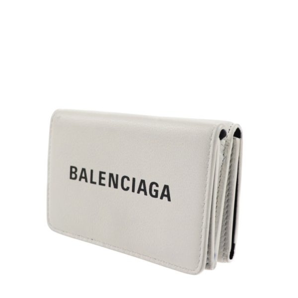 2025023002310 2 Balenciaga Everyday Tri fold Leather Wallet White