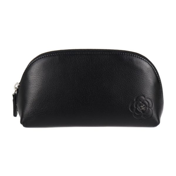 2025113002498 1 Chanel Camellia Pouch Leather Black