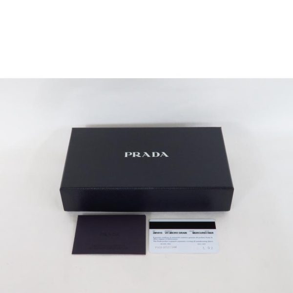 20258 6 Prada Leather Long Wallet Black