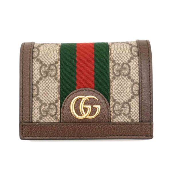 20260 1 GUCCI GG Supreme Bi Fold Wallet Ophidia Compact Wallet Brown