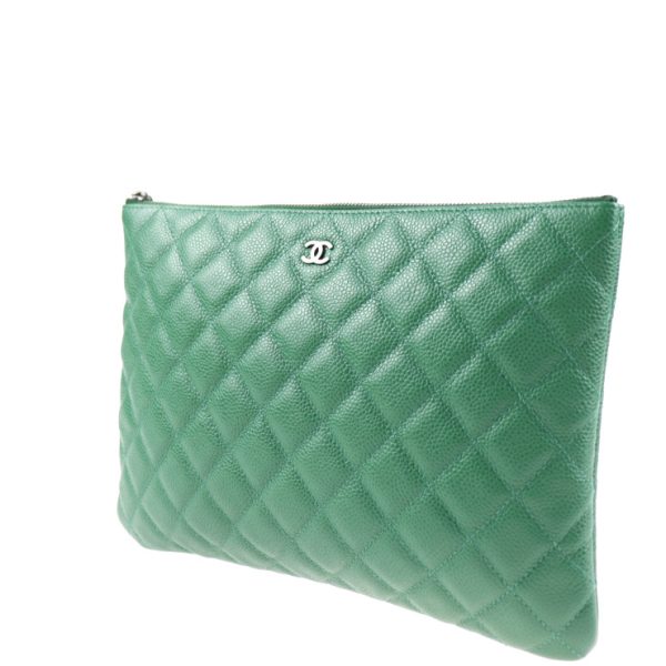 2026023007328 2 Chanel Matelasse Clutch Bag Leather Green