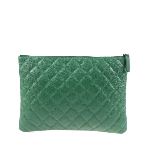 2026023007328 3 Chanel Matelasse Clutch Bag Leather Green