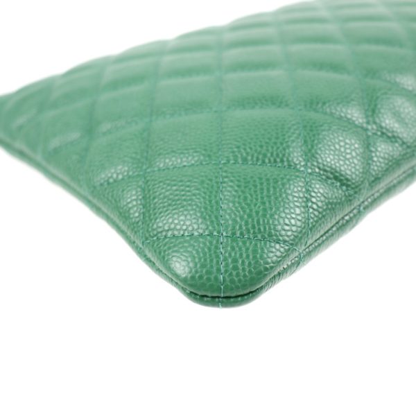 2026023007328 6 Chanel Matelasse Clutch Bag Leather Green