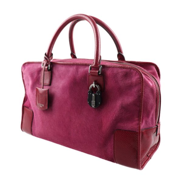 2026053002236 01 2 Loewe Amazona Haraco Leather Boston Bag Pink Red