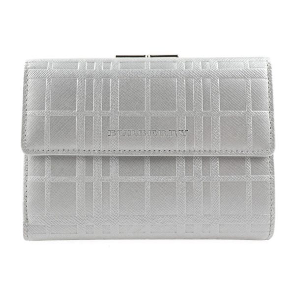 2026053002258 1 Burberry Leather Tri fold Wallet Silver