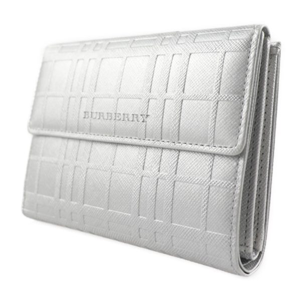 2026053002258 2 Burberry Leather Tri fold Wallet Silver