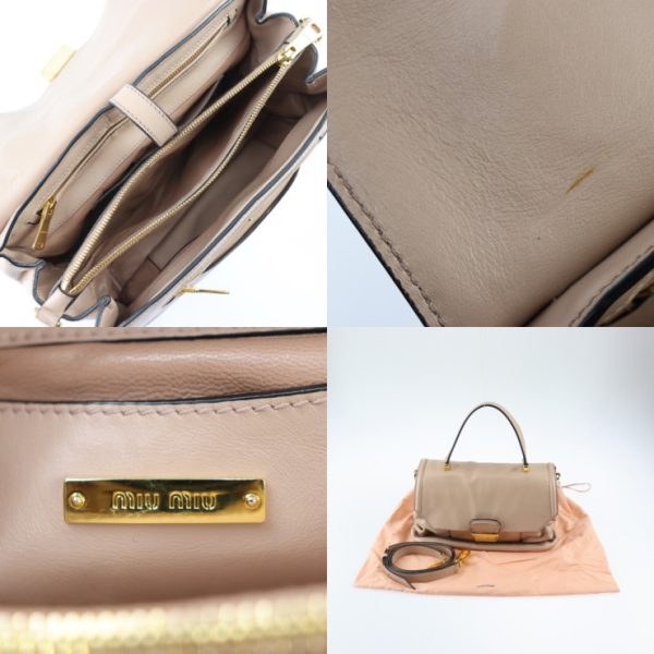 2026063001393 9 MIU MIU Bag Handbag RN1079 Leather CAMMEO Pink Beige