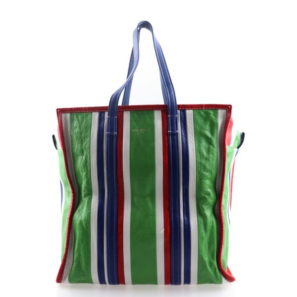 2027053007298 1 Balenciaga Bazar Shopper Leather Tote Bag Multicolor Green