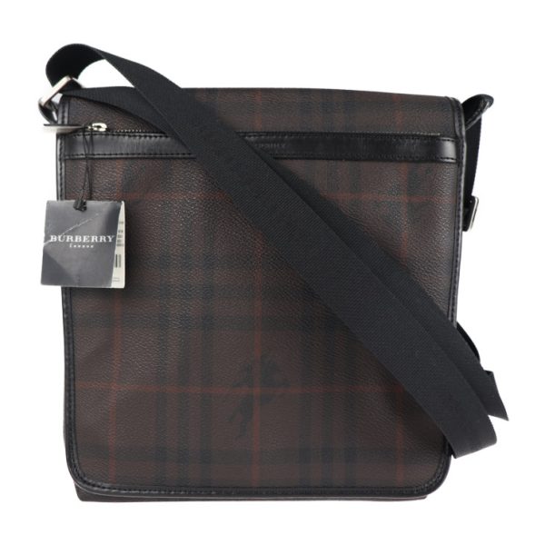 2027103002454 1 Burberry PVC Leather Shoulder Bag Brown Black Plaid