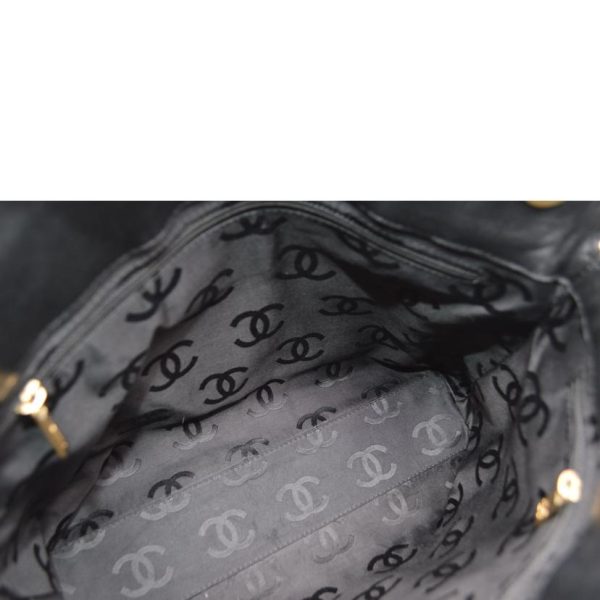 20275 5 Chanel Coco Mark Camellia Perforated Leather Tote Bag Noir