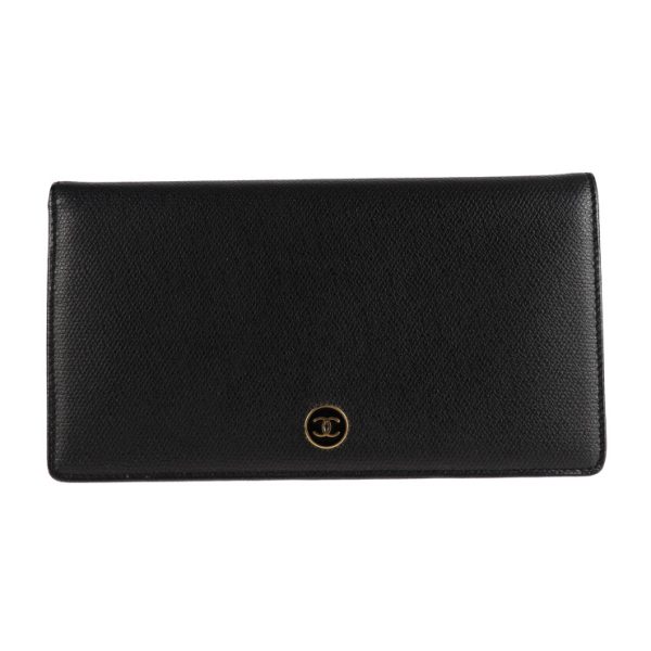 2028073002366 1 Chanel Coco Button Bifold Long Wallet Black