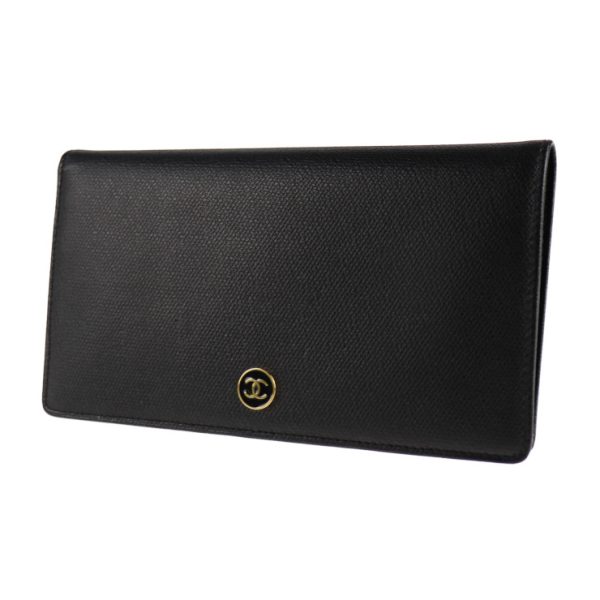 2028073002366 2 Chanel Coco Button Bifold Long Wallet Black