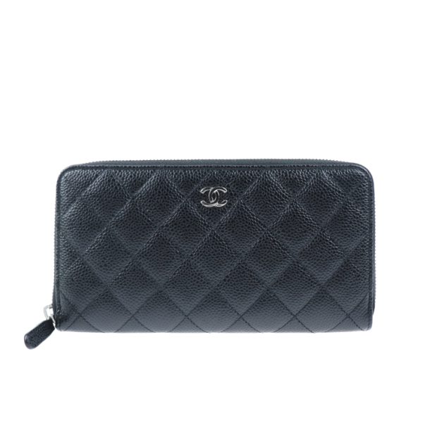 2029013007266 1 Chanel Matelasse Round Zipper Long Wallet Black