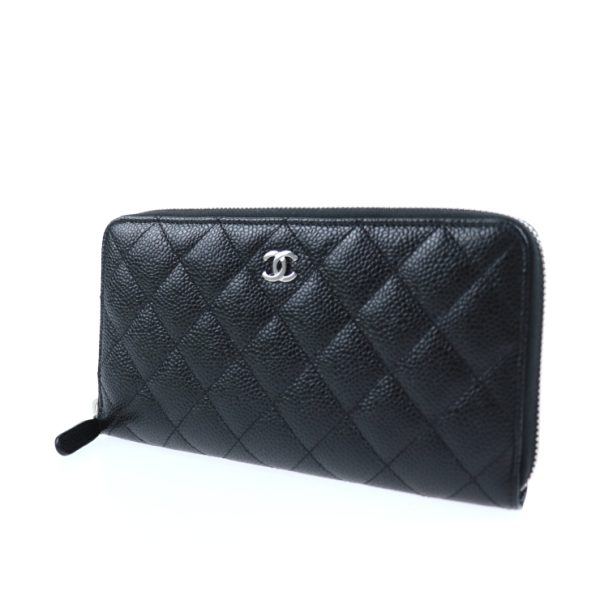 2029013007266 2 Chanel Matelasse Round Zipper Long Wallet Black