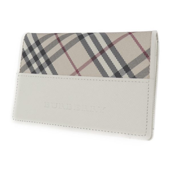 2029093002491 2 Burberry Nylon Cowhide Card Case Off white Beige Plaid