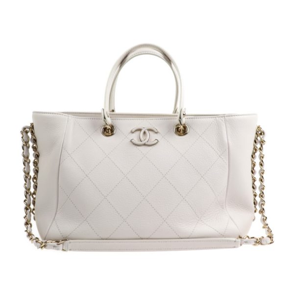 2031033002004 1 Chanel Small Shopping 2way Handbag Leather White