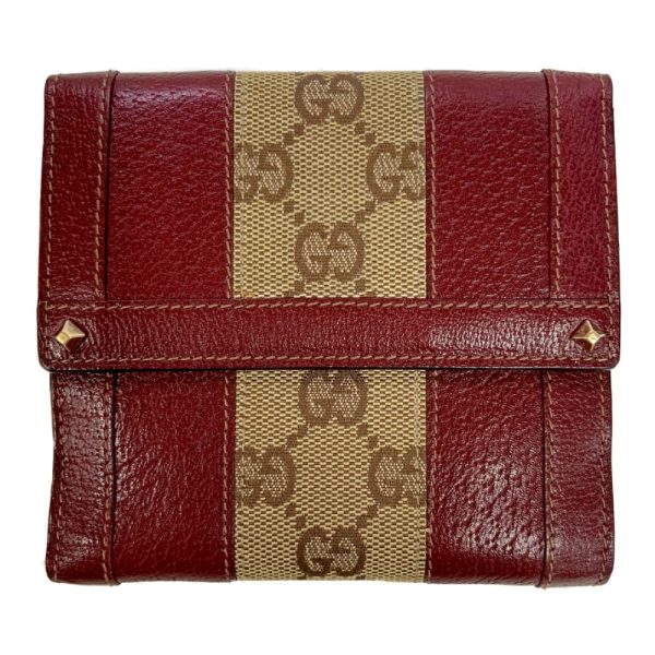 203572 1 Gucci GG Canvas Leather Bifold Wallet Bordeaux