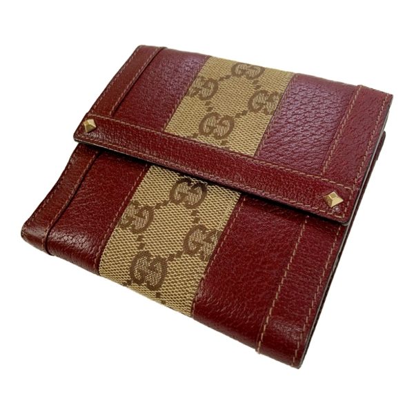 203572 2 Gucci GG Canvas Leather Bifold Wallet Bordeaux