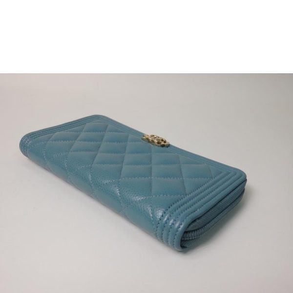 20363 3 Chanel Caviar Round Wallet Bag Blue